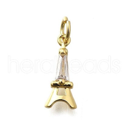 Brass Micro Pave Cubic Zirconia Charms KK-P295-45G-1