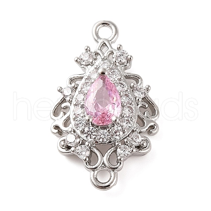 Brass Pave Cubic Zirconia Connector Charms KK-Z051-04P-01-1