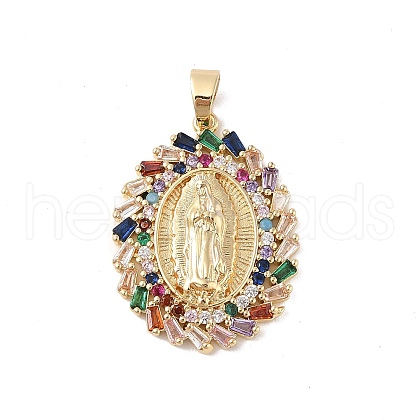 Brass Clear Cubic Zirconia Pendants KK-Z050-28G-02-1