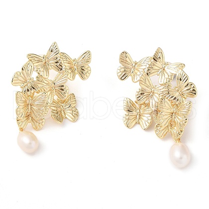 Mother's Day Jewellery Natural Pearl Dangle Earrings EJEW-L286-08G-1