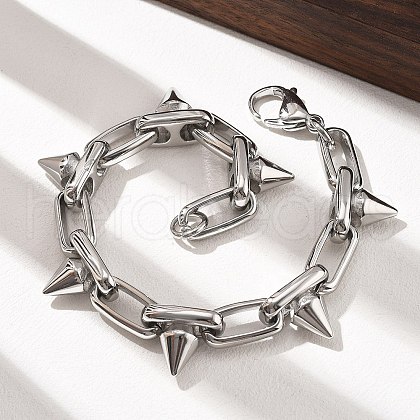 304 Stainless Steel Oval Link Chain Bracelets BJEW-A033-01P-1
