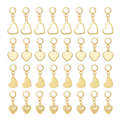 40Pcs 4 Styles 304 Stainless Steel European Dangle Charms PALLOY-UN00005-1