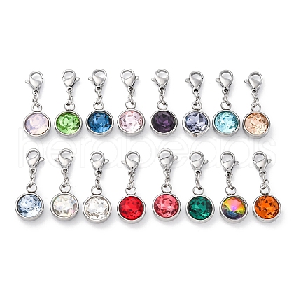 304 Stainless Steel Rhinestone Pendants STAS-D301-26P-1