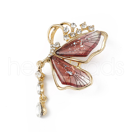Resin Butterfly Brooch Pin with Crystal Rhinestone JEWB-P016-05KCG-02-1