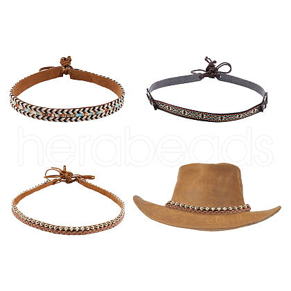 SUPERFINDIN 3Pcs 3 Style Imitation Leather Southwestern Cowboy Hat Band FIND-FH0006-54-1