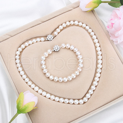 Mother's Day Jewellery Natural Freshwater Pearl Beaded Necklace & Bracelets Sets for Women WGE4EAE-05-1