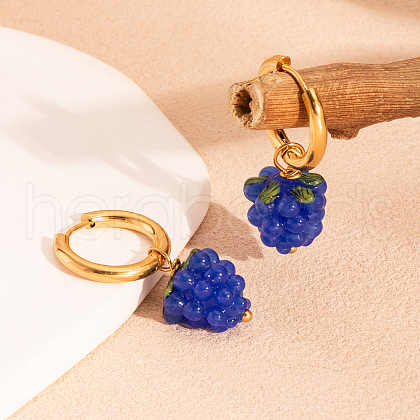 Stainless Steel Grape Hoop Earrings ZJ1069-1-1