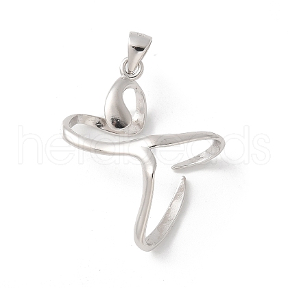 GOMAKERER 1Pc Rhodium Plated 925 Sterling Silver 2 Prongs Pendant Blank Cabochon Settings FIND-GO0001-76-1