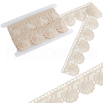 Gorgecraft 4.7~5Yards Cotton Shell Shaped Flower Lace Ribbon OCOR-GF0003-95B-1