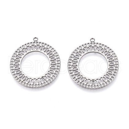 304 Stainless Steel Hollow Pendants STAS-T064-72P-1