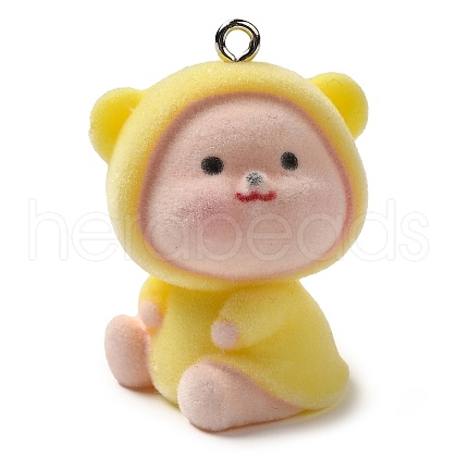 Flocking Resin Pendants RESI-D072-03B-1