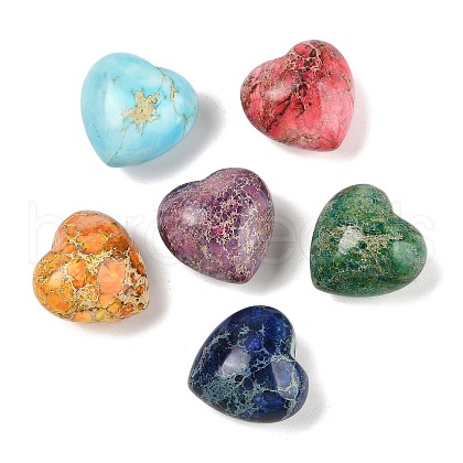 Mother's Day Gifts Dyed Natural Imperial Jasper Heart Palm Stone G-Q021-03-1