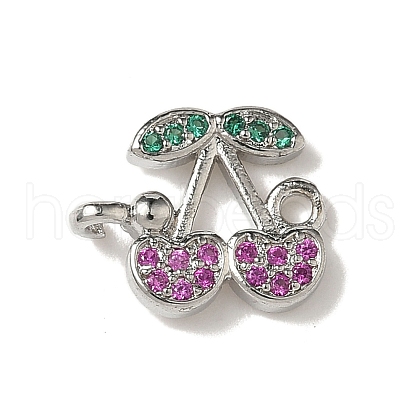 Brass Pave Green and Orchid Cubic Zirconia Cherry Connector Charms KK-I276-47B-P-1