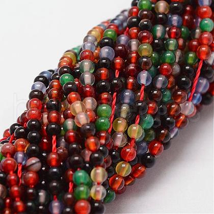 Natural Multi-Color Agate Beads Strands G-N0184-08-2mm-1