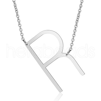 Non-Tarnish 201 Stainless Steel Initial Pendants Necklaces NJEW-S069-JN003D-R-1