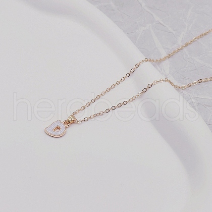Alloy White Enamel Initial Pendant Necklaces WG51722-04-1