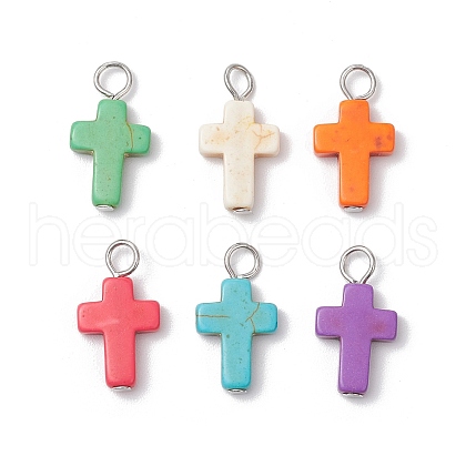 Dyed Synthetic Turquoise Pendants PALLOY-JF03687-1