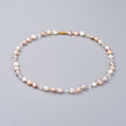 Cultured Freshwater Pearl Beaded Necklaces NJEW-JN02663-1