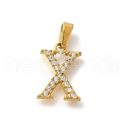 Ion Plating(IP) 304 Stainless Steel Micro Pave Cubic Zirconia Pendants STAS-H228-02G-09-1