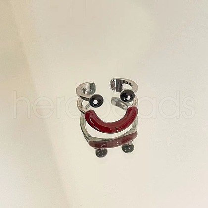 Alloy Smiling Face Cuff Rings FS-WG46EE5-01-1