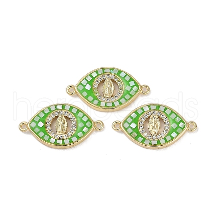 Rack Plating Brass Micro Pave Clear Cubic Zirconia Horse Eye Connector Charms KK-U032-28G-1