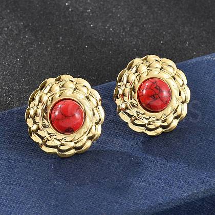 201 Stainless Steel Flat Round Stud Earrings EJEW-P304-12G-1