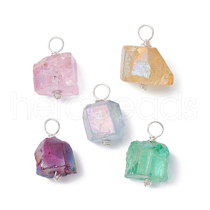 Electroplated Natural Quartz Pendants PALLOY-JF02322-01-1