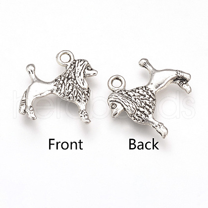 Tibetan Style Alloy Puppy Pendants TIBEP-T002-14AS-RS-1