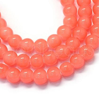 Baking Painted Imitation Jade Glass Round Bead Strands DGLA-Q021-6mm-31-1