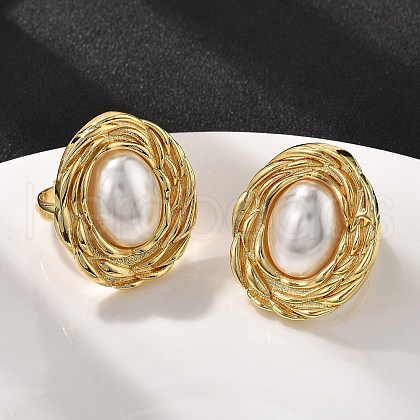 Oval Brass Finger Rings for Women RJEW-S622-03G-1