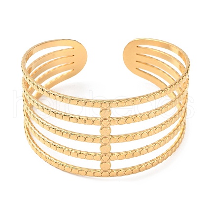 304 Stainless Steel Multi Line Cuff Bangle BJEW-F457-29G-1