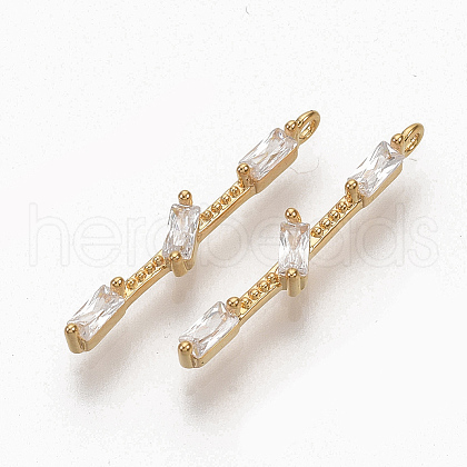 Brass Clear Cubic Zirconia Pendants ZIRC-Q021-026G-NF-1