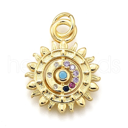 Rack Plating Brass Micro Pave Cubic Zirconia Pendants KK-K401-51G-02-1