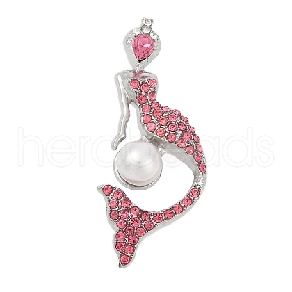 Mermaid Alloy Rhinestone Brooches for Backpack Clothes PALLOY-D361-24P-01-1