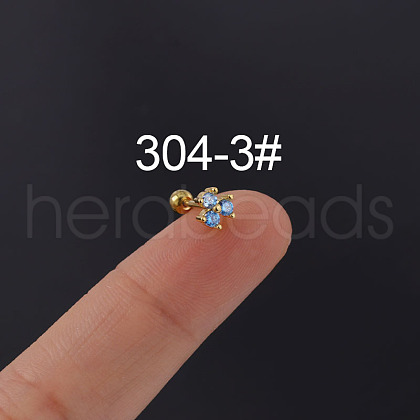 Brass Cubic Zirconia Light Sky Blue Clover Cartilage Earrings WGEAF95-03-1