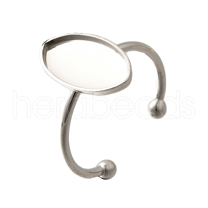 304 Stainless Steel Open Cuff Ring Components X-STAS-M057-01F-P-1