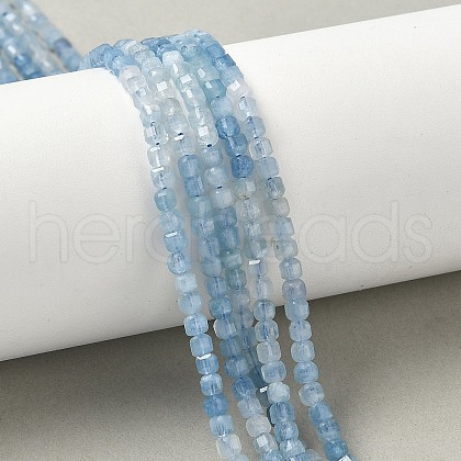 Natural Aquamarine Gradient Color Beads Strands G-G271-F01-3x3mm-1
