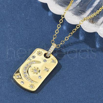 Brass Micro Pave Clear Cubic Zirconia Pendant Necklaces for Women NJEW-S449-01C-G-1