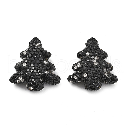 Christmas Tree Polymer Clay Rhinestone Beads CLAY-NH0001-14D-1