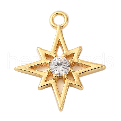 Brass Pave Clear Cubic Zirconia Pendants KK-V016-19G-1