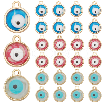 SUNNYCLUE 60Pcs 3 Colors Epoxy Resin Enamel Evil Eye Charms RESI-SC0003-27-1