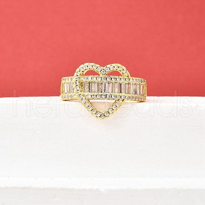 Brass Micro Pave Cubic Zirconia Cuff Rings for Women RJEW-F184-03G-1