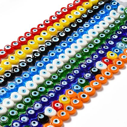 Handmade Evil Eye Lampwork Beads Strands LAMP-E023-07C-1