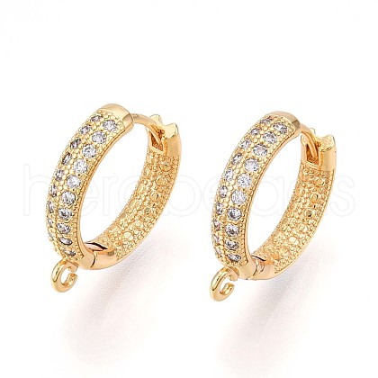 Brass Micro Pave Cubic Zirconia Hoop Earring Finding KK-N261-47G-1