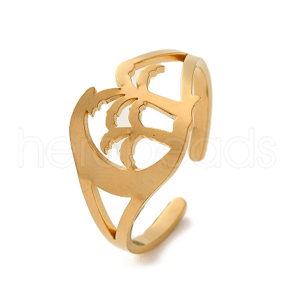 304 Stainless Steel Open Cuff Rings RJEW-K262-02G-1