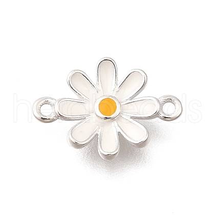 925 Sterling Silver White Enamel Daisy Flower Connector Charms STER-F059-07S-1