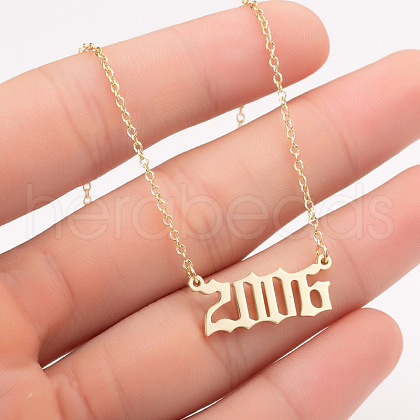 2006 Birth Year Number 201 Stainless Steel Pendant Cable Chain Necklaces FS-WGB5F08-40-1