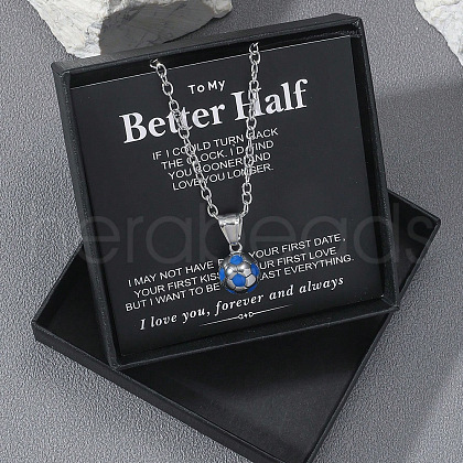 Football 201 Stainless Steel Royal Blue Enamel Pendant Cable Chain Necklaces for Men FS-WGF314D-04-1