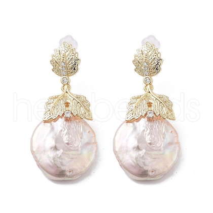 Mother's Day Jewellery Natural Pearl Dangle Stud Earrings EJEW-P256-22G-1