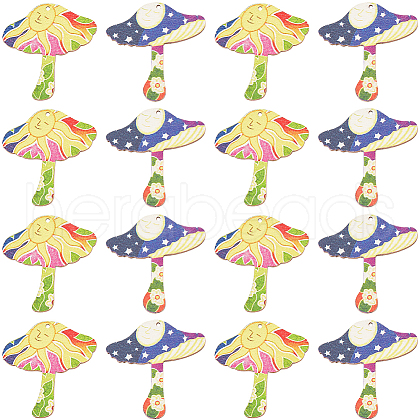 SUNNYCLUE 20Pcs 2 Styles Printed Wooden Pendants WOOD-SC0001-65-1